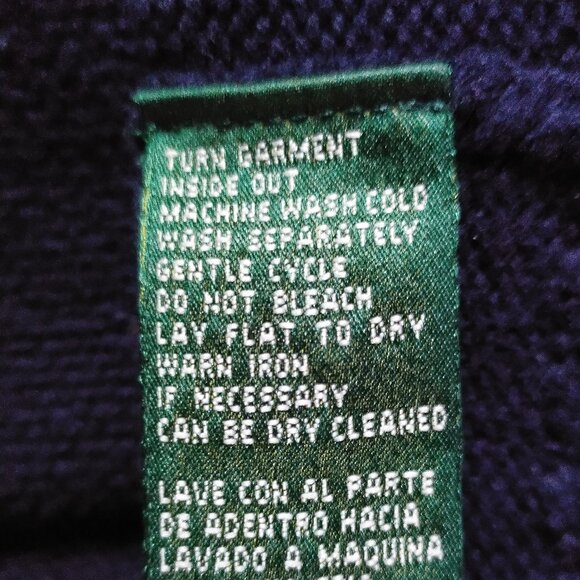 Ralph Lauren Navy Quarter Zip Cotton Sweater with Gold Crest - Picture 8 of 8